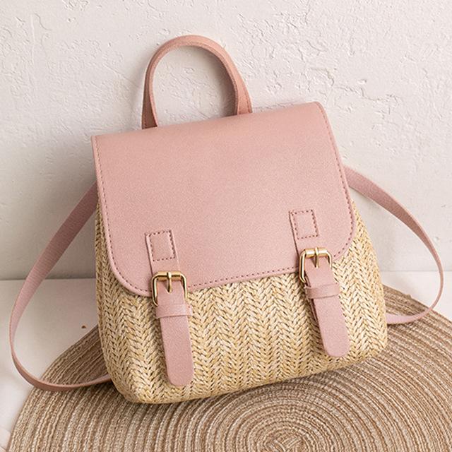 Women's Backpack  Fashion Shoulder Bag Versatile Straw Woven Leather Elegant Luxury Designer Backpack Mochilas