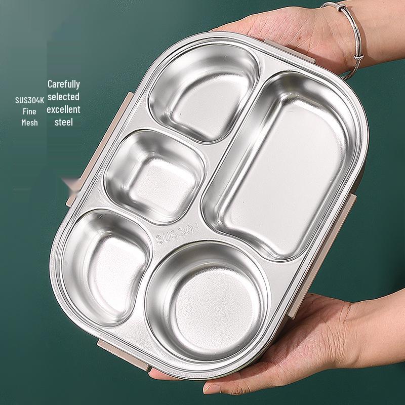 Large Stainless Steel Lunch Box with Lid and Soup Bowl, Insulated Meal Tray for Students and Office Workers