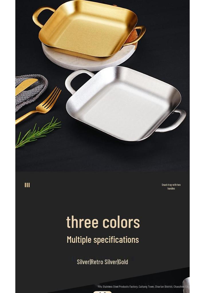 Tiefe quadratische Edelstahl-Grillpfanne - Flacher Snack-Tablett