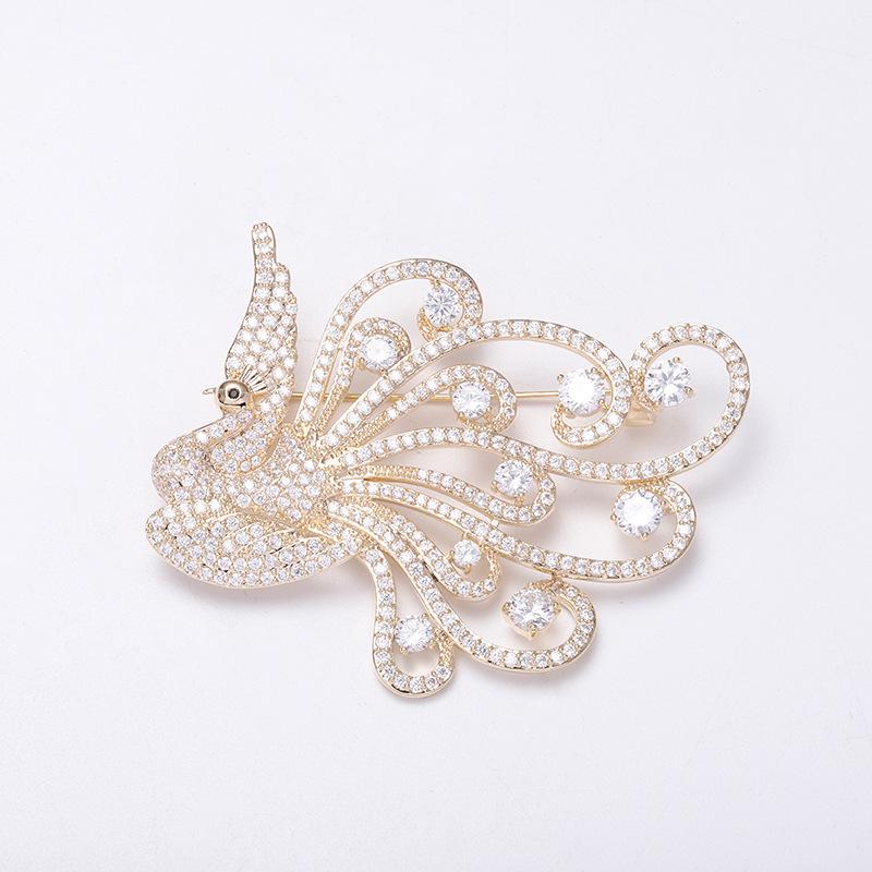 Luxury Zircon Peacock  Phoenix Brooch - Elegant High-End Fashion Accessory