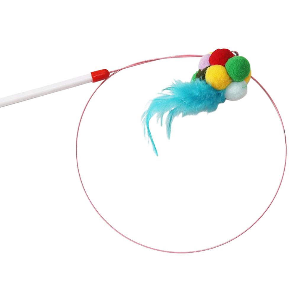 Durable Chew Proof Cat Toy with Bell Feather Wand Flexible Steel Rod Interactive Kitten Play Teaser for Indoor Entertainment