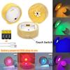 8cm Wooden LED Light with USB Plug In Display Base Round Wooden Stand Battery Powered 3D Resin Art Crystal Glass Holder
