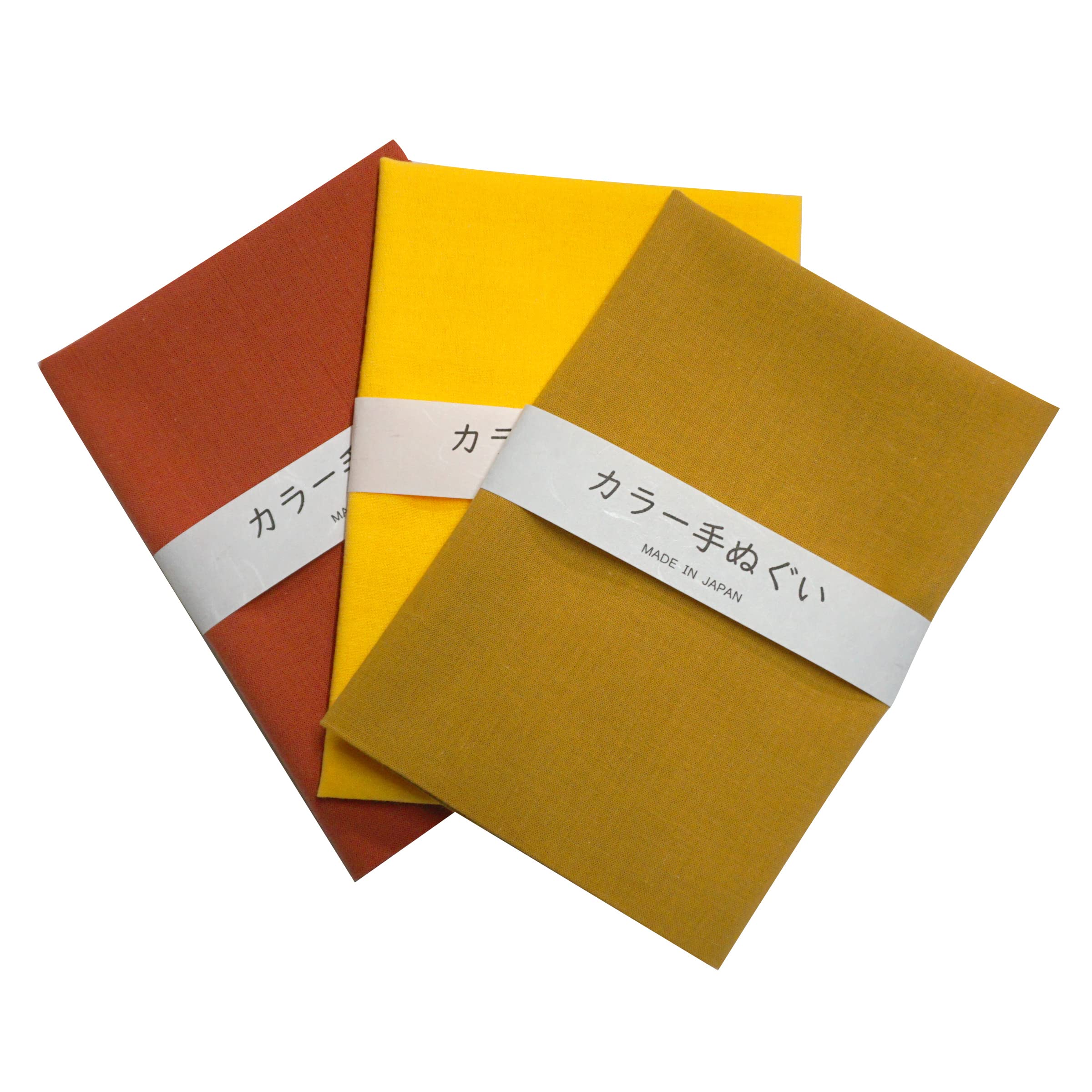 

WKG Senshu Oka Fabric Colored Tenugui Set Made in Japan Plain Japanese Tenugui 3-Piece (Dark Red, Yellow, Mustard)