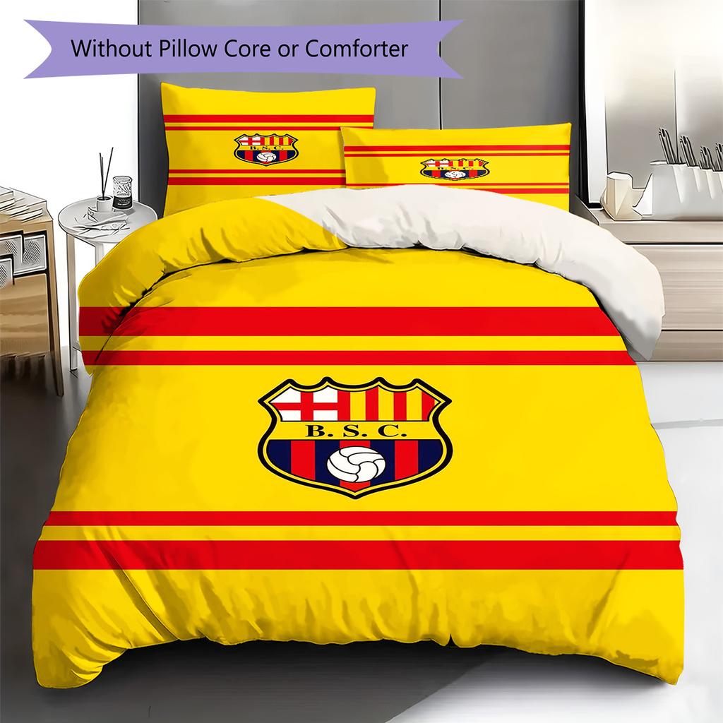 Set Biancheria da Letto con Fantasia Barcelona SC Copripiumino Federa Decorazione Casa Regalo (1 * copripiumino + 2 * federa, senza nucleo)