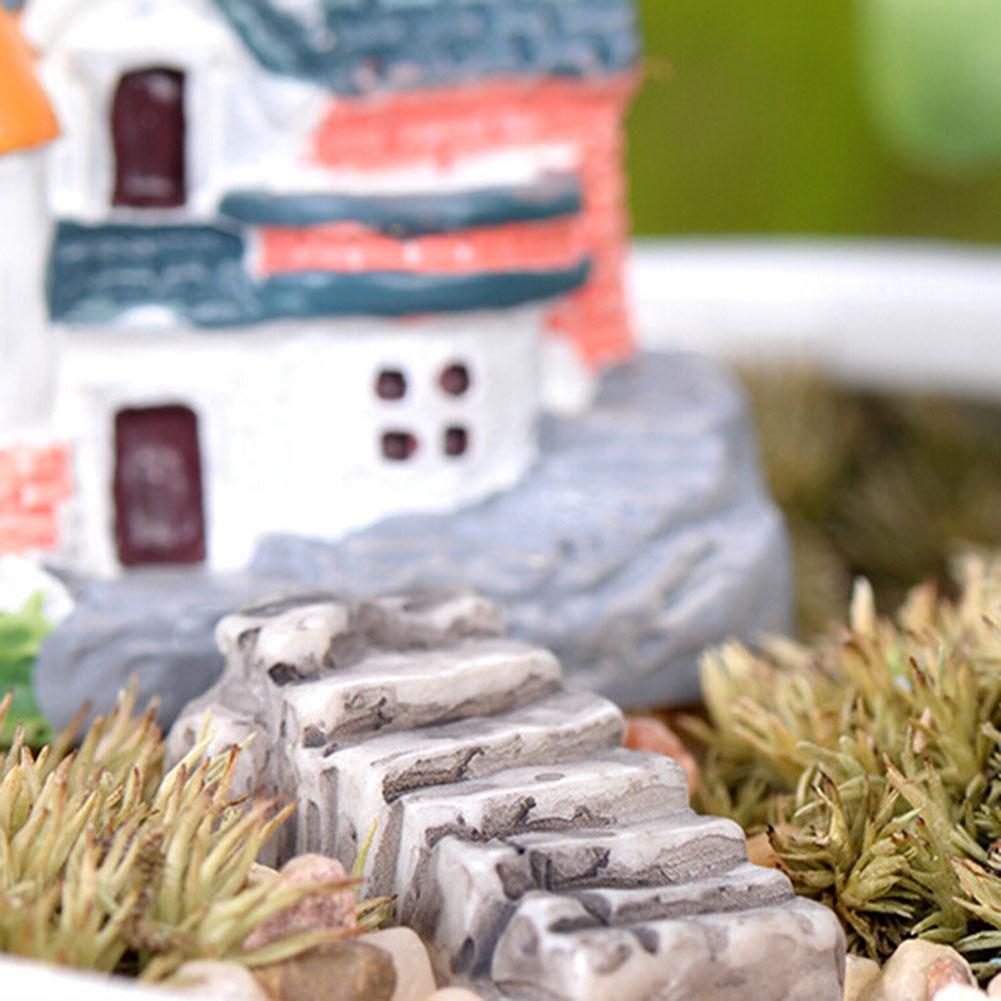 Resin 2Pcs Stairs DIY Doll Fairy Home Decoration Miniature Step House Model Garden Accessories
