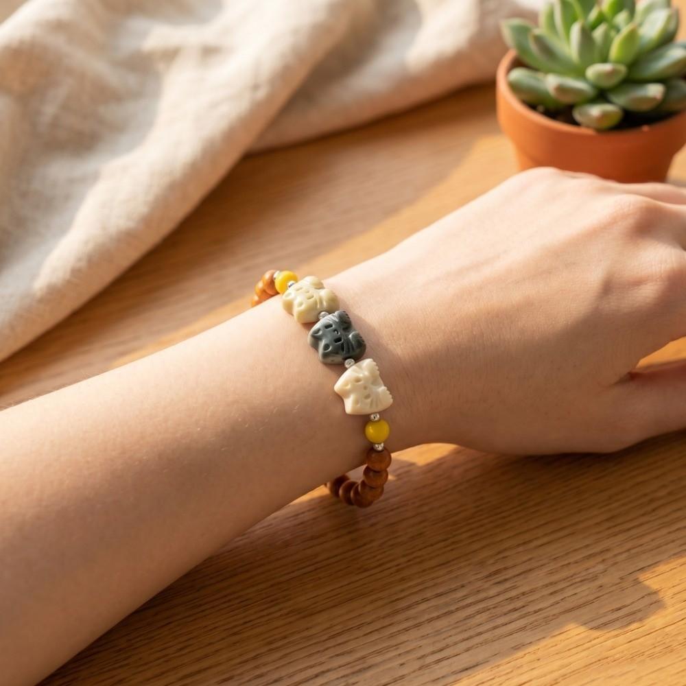 Hand Jewelry Cute Biscuit Cat Bracelet Adjustable Wristband Women Hand Bracelet Retro Cat Beads Bracelet Lovers