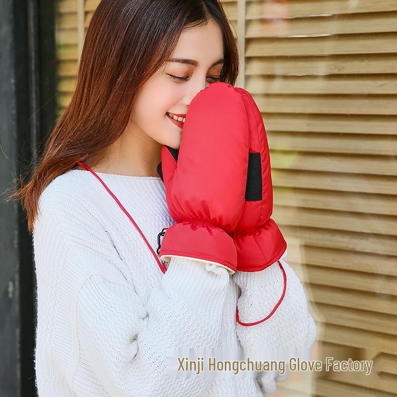 Wiatroszczelne Zimowe Rękawice Rowerowe Męskie i Damskie - Grube, Ciepłe Rękawice Łapawice Bawełniane