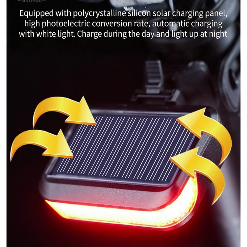 Solar Charging High Brightness Safety Warning Taillight LED Bicycles Tail Lamp Watertight Tail Light Bikes Rear Light