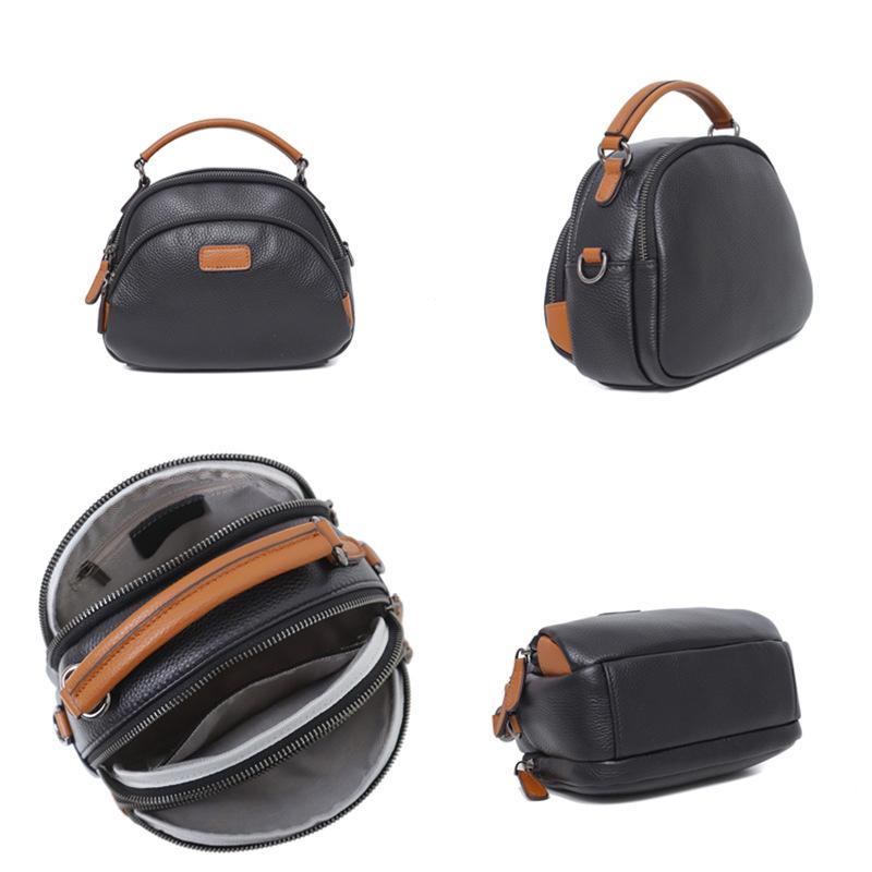 Two Straps, Women's Genuine Leather Shoulder Bag High Quality, Multiple Compartments, Ladies' Commuting Crossbody Small Bag