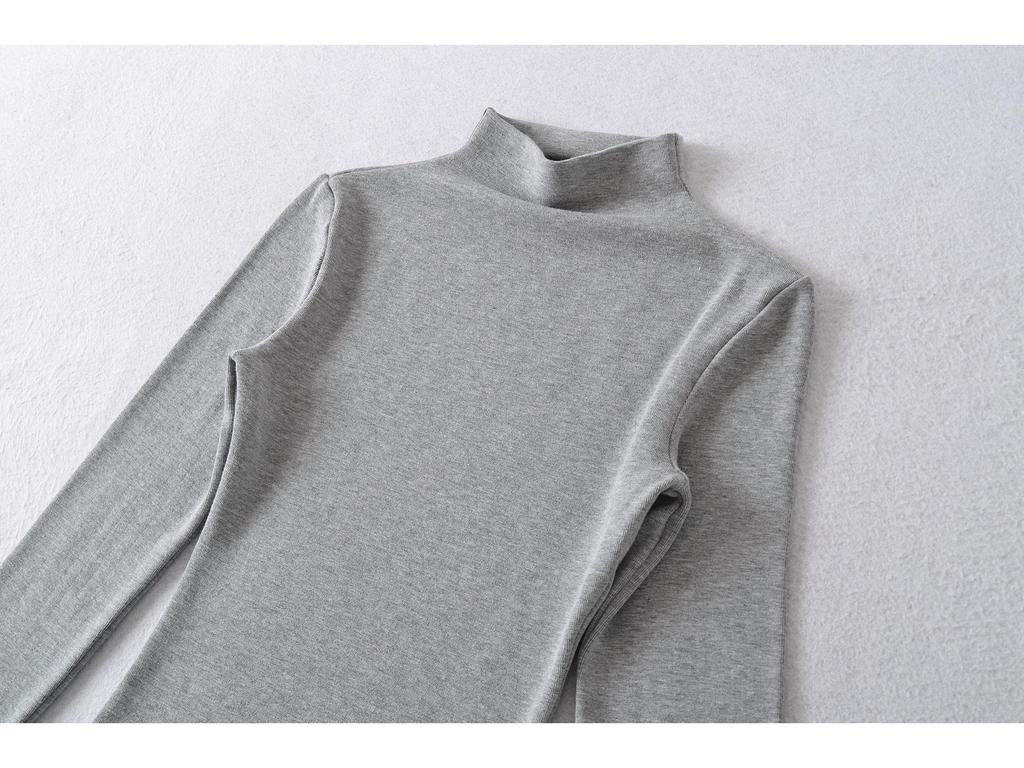 Autumn Winter Brushed Half-High Collar Slimming Pullover Long Sleeve Top 2025