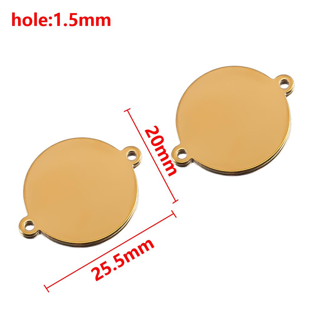 20Pcs Stainless Steel Flat Round Links Stamping Blank Tag Connectors 2 Holes Disc Pendant DIY  Necklaces Jewelry Making Supplies