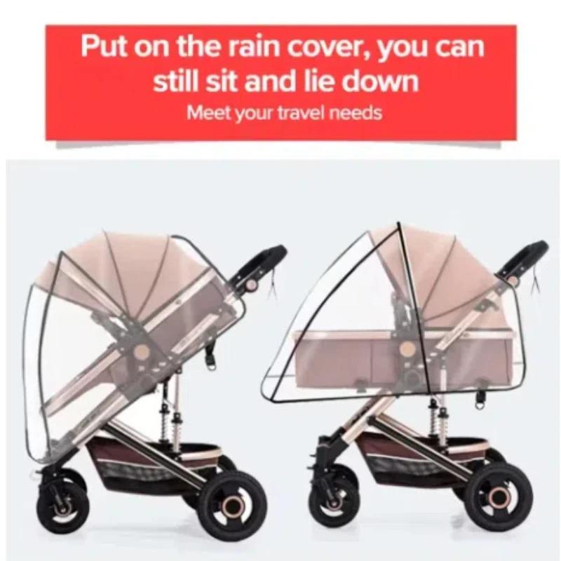 2025New Waterproof Rain Cover For Prams Pram Accessories Transparent Dust Cover Open Zip Umbrella Rainy Season Waterproof