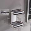 Wall Mounted Double Layer Soap Dish ABS Material No Drilling Required for Bathroom Kitchen