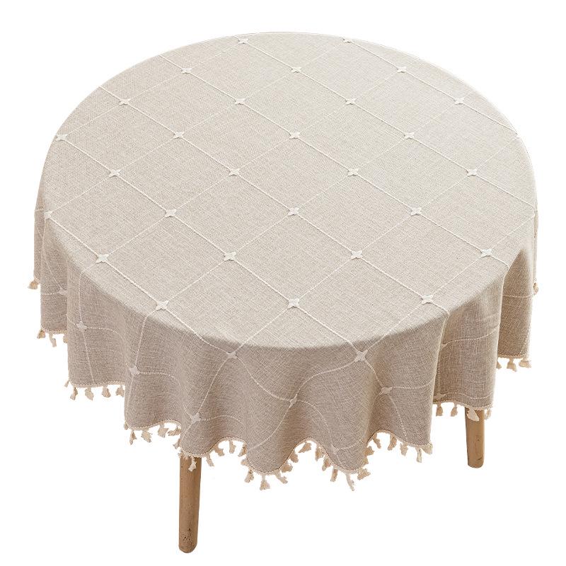 Waterproof, Dustproof, Wear-resistant, Non-slip Jacquard Round Tablecloth for Coffee Tables.