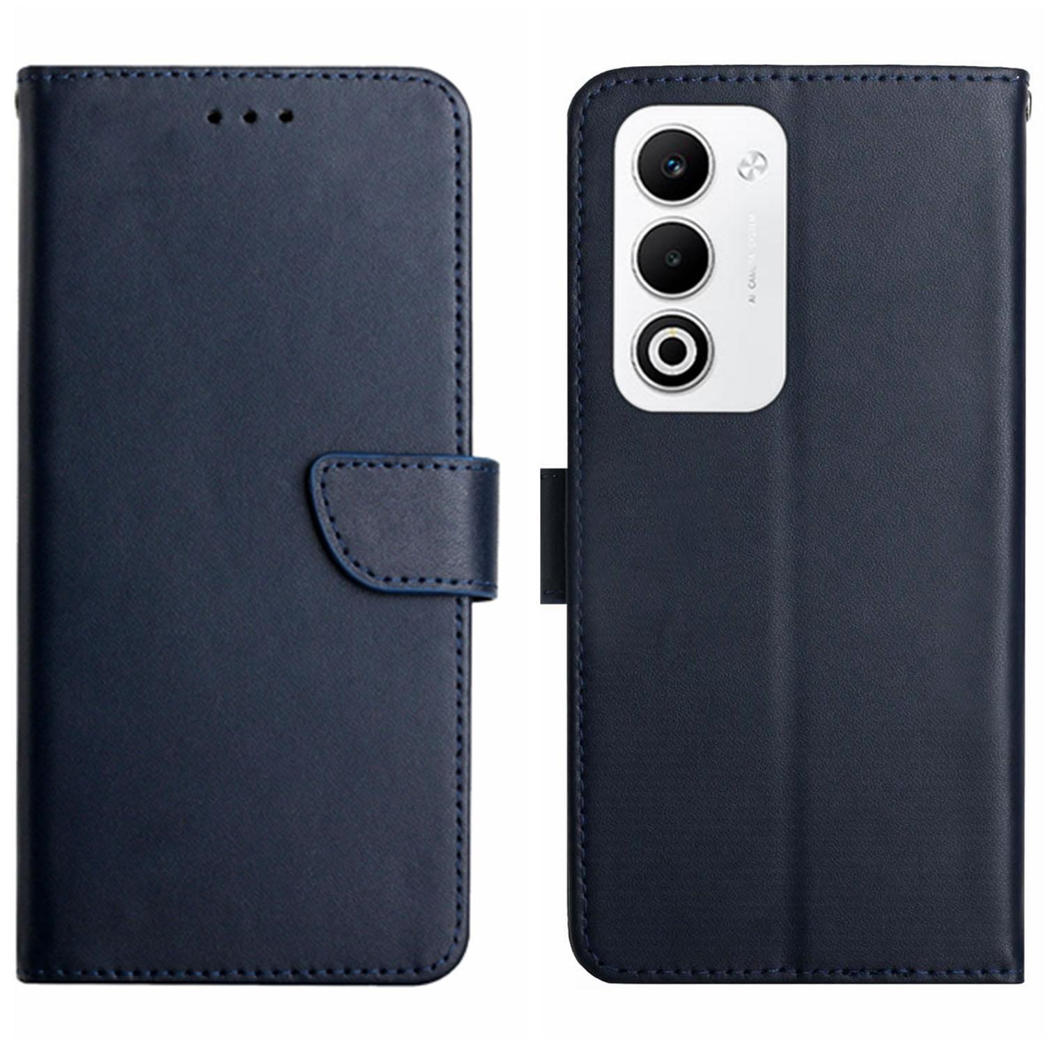 

For Oppo A5 5G Case Genuine Cow Leather Phone Cover Nappa Texture Blue
