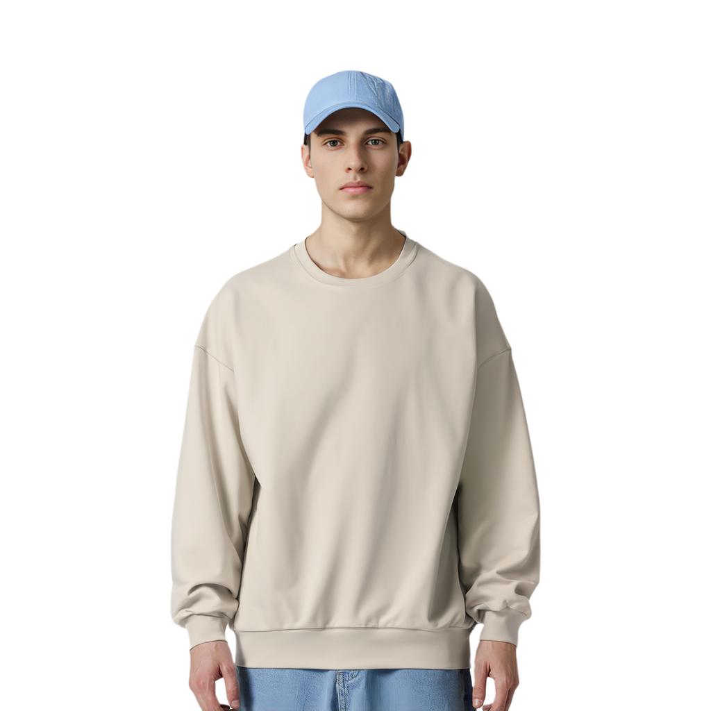 Skechers Solid Color Loose Fit Round Neck Sports Sweatshirt Unisex sweatshirt Light-Brown L124U155-0046