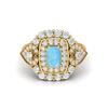 6X4MM Cushion Larimar Gemstone 925 Sterling Silver Gold Plated Solitaire Halo Women Engagement Ring