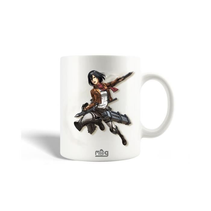 Mug en Céramique - Attaque des Titans - Mikasa Ackerman - 30cl - Compatible Lave-Vaisselle - Blanc