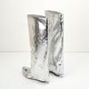 Stivali Pantalone Americani Taglia Larga 42 Argento Punta Tonda Tacco Alto Zip Stivali Alti Fino al Ginocchio Stile Europeo e Americano