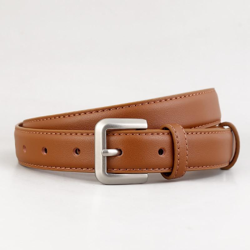 Classic Leather Waist Belt For Women With Alloy Buckle For Casual And Office Wear