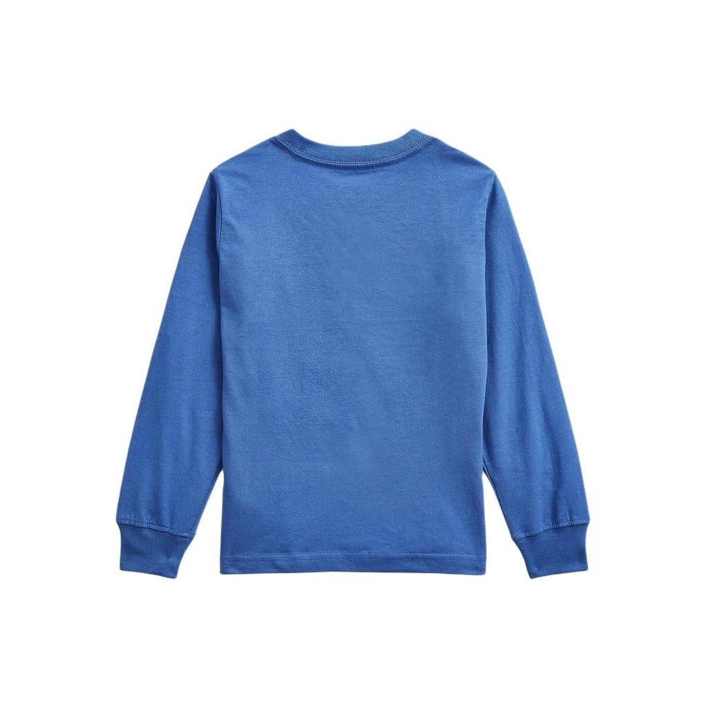 Polo Ralph Lauren Solid Color Logo Embroidered Crew Neck Casual Long Sleeve Kids Tops Blue 323854677-021