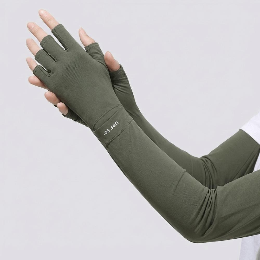 Sun Protection Ice Silk Arm Sleeve Non-slip Sunscreen Sleeve Gloves Summer Arm Cover  Cycling