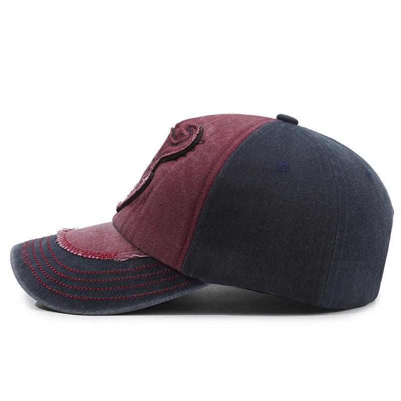 Hat Men's Color Matching Retro Baseball Cap Washed Nostalgic Style Cap Spring and Autumn Casual Sun Hat Women