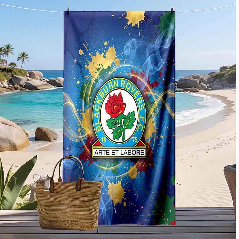 Telo Mare con Stampa Calcio Blackburn Rovers, Telo Grande Morbido Asciugatura Rapida per Spiaggia Campeggio Nuoto