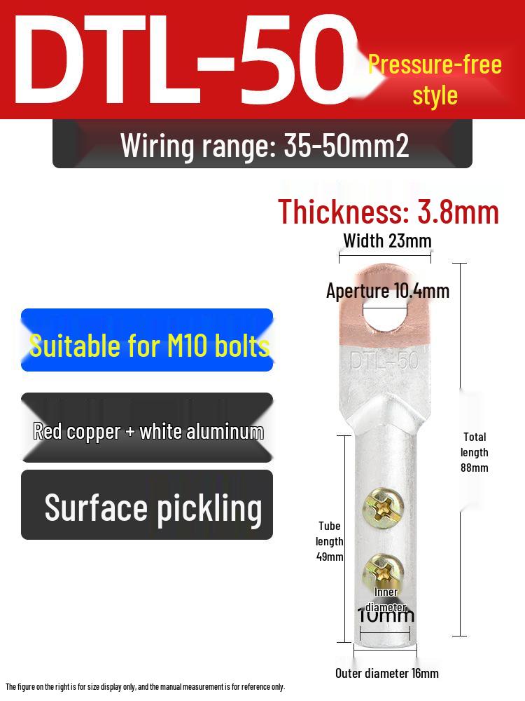 Copper-Aluminum Transition Connector Terminal Block, Quick Wire Connection Tool, No-Press Pipe Butt Connection GTLC