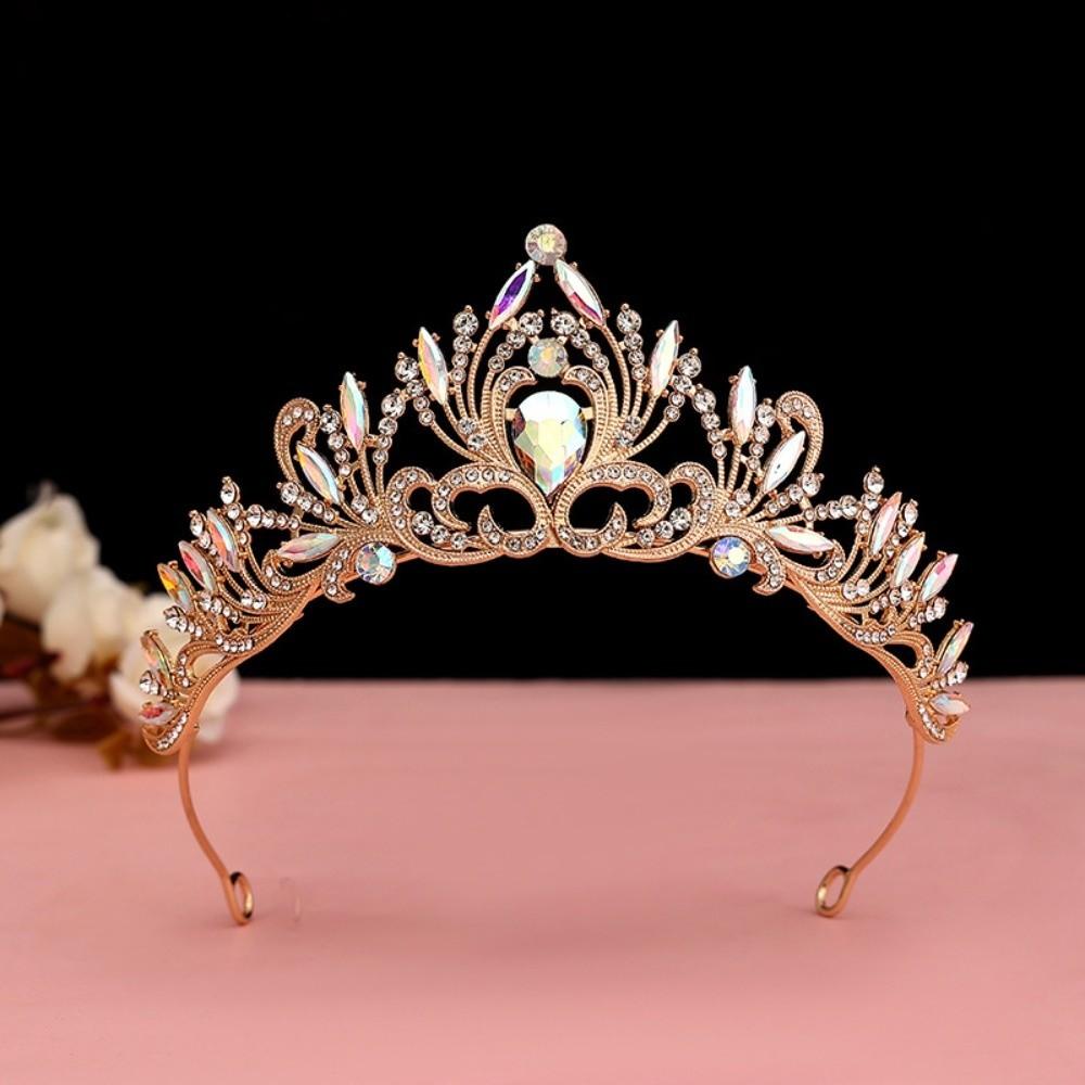 Vintage Baroque Crown Antique Bronze Princess Rhinestone Tiara  Birthday Head Jewelry