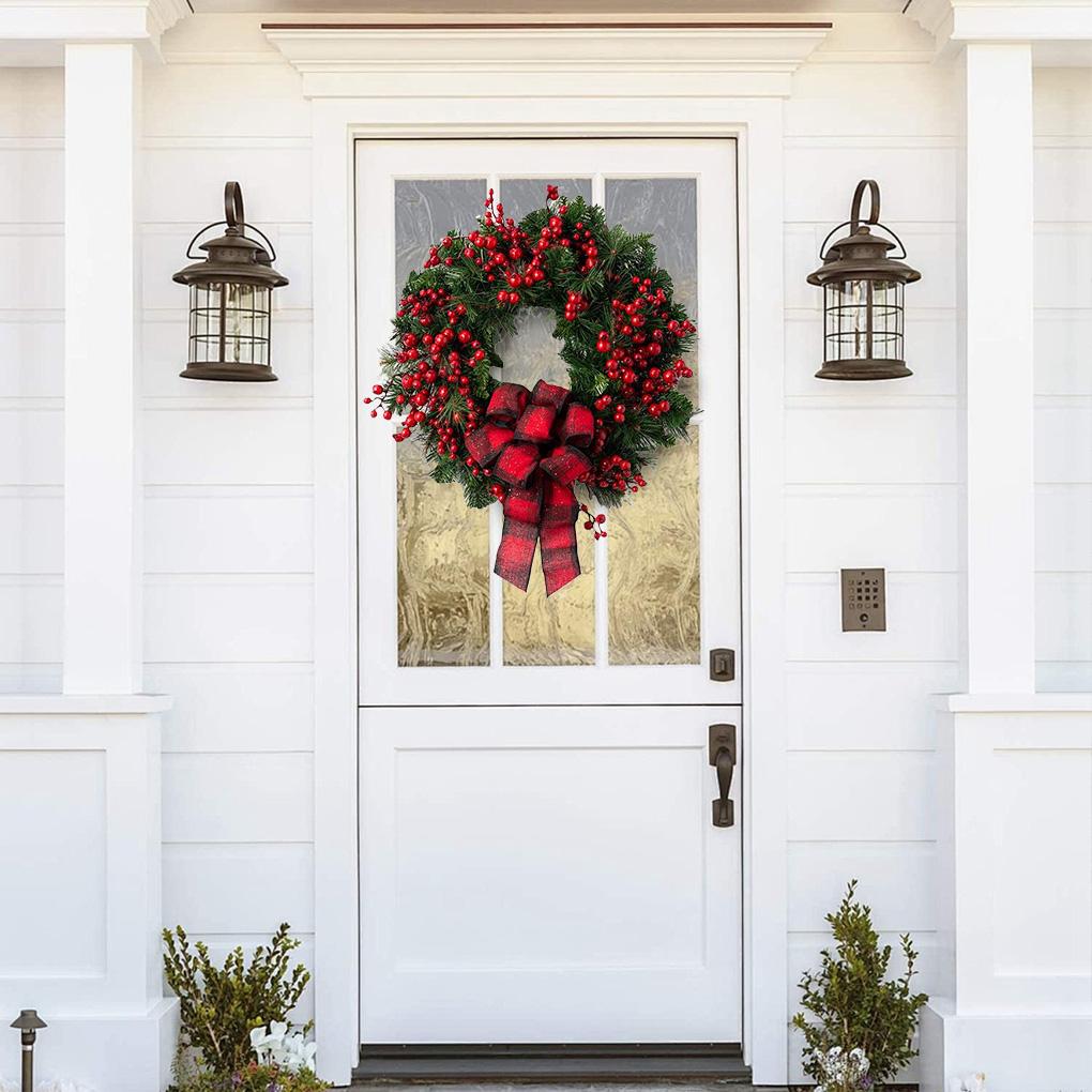 Coroană de Crăciun suspendată pe ușă, cu întreținere redusă, stil înalt, ecologică, decor pentru agățat pe ușă