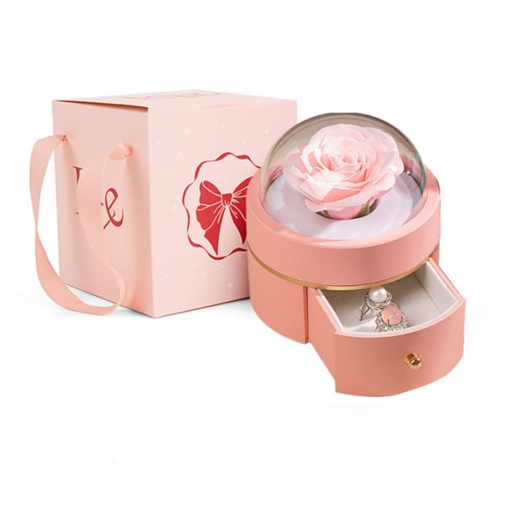 Scatola per Gioielli Regalo Sferica Scatola per Collana Anello Scatola per Gioielli Rosa Eterna Conservata Per Regali Compleanno Per
