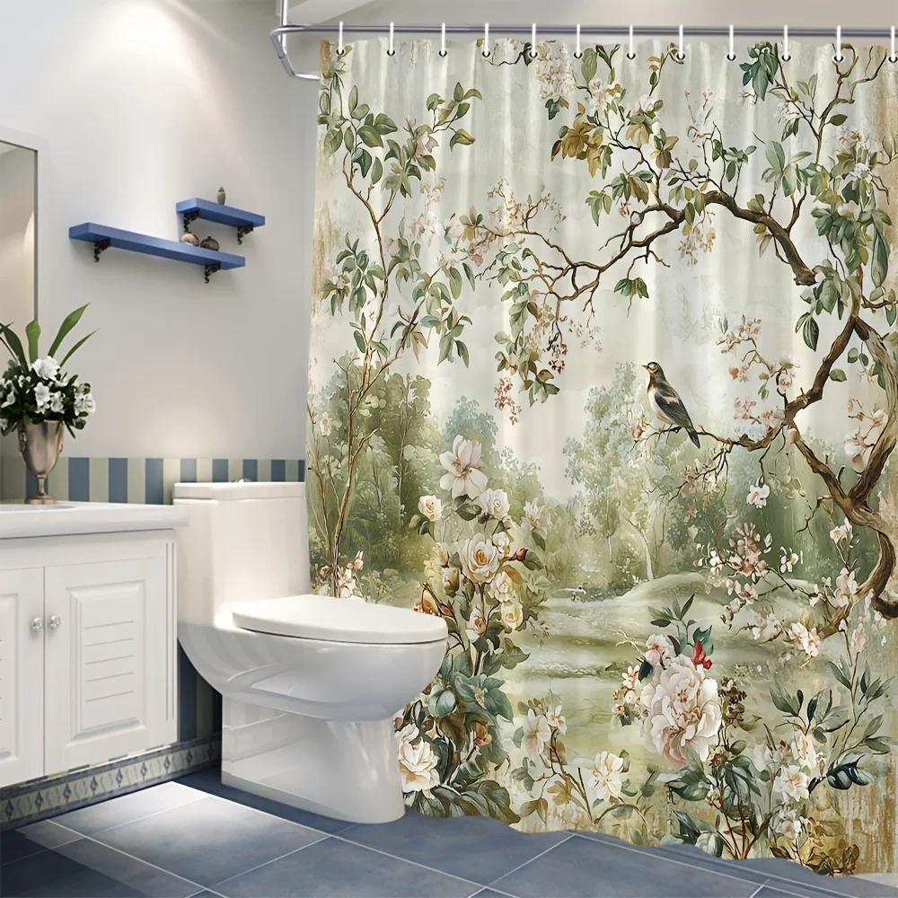 Zasłona prysznicowa z kwiatami wiśni - Dekoracja łazienki w wielu stylach, idealna dla tych, którzy kochają design inspirowany naturą i praktyczne rozwiązania