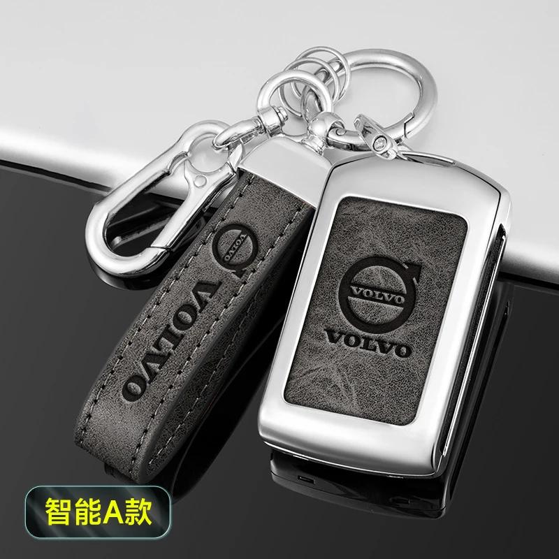 AABBG1 Zinc Alloy Car Key Case Cover Shell Holder Fob For Volvo S60 S90 XC40 XC60 XC90 V90 Polestar 1 Polestar 2 Keychain Car Accessory