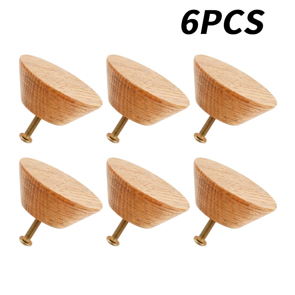 6 Pcs Round Wooden Cabinet Knobs with Screws Easy To Install Single Hole Furniture Handles Hardware for Wardrobe Dresser Closet
