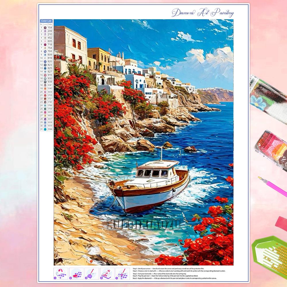 Seaside Scenery 5D Diamond Painting Kit Diamond Mosaic DIY Home Decor Gift for Adult Beginners New 2026