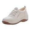 Woodpecker Women's White Casual Wedge Heel Leather Shoes - 2025 Autumn Collection for Comfort and Support