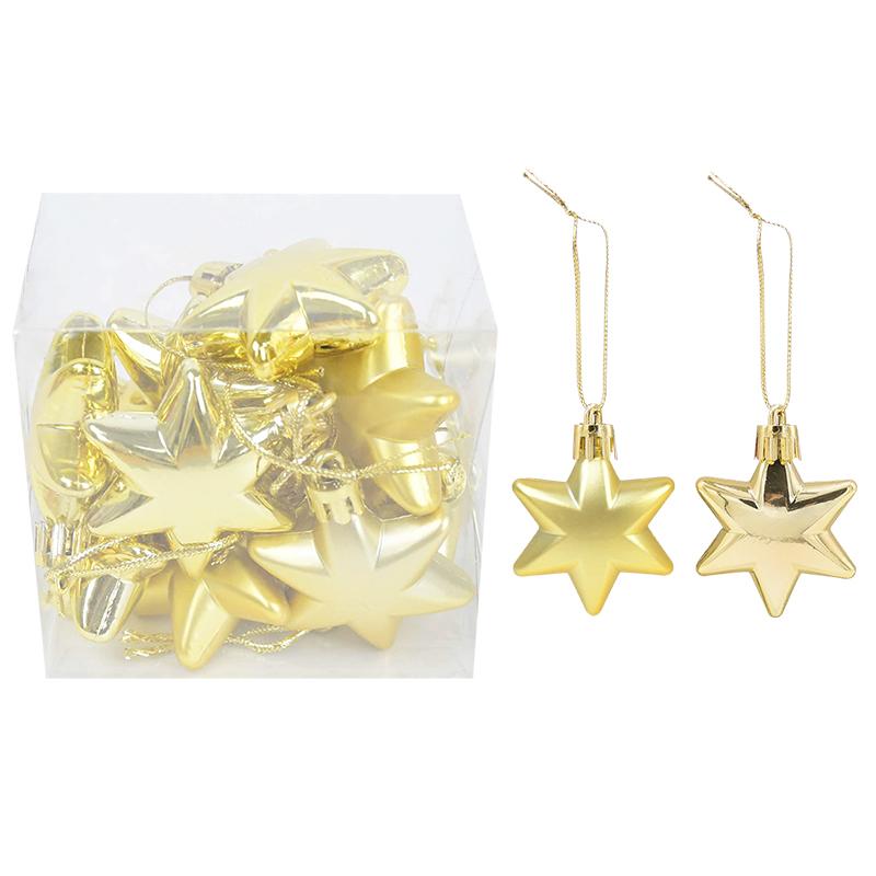 

12 шт. Різдвяні підвіски Зірка Серце Форма Підвісні прикраси Ялинкова куля Декор Різдвяна вечірка Прикраса Навідад Новий рік star золотий