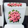 Romantic Pink Rose Toilet Sticker Self-adhesive Waterproof Bathroom Decoration Sticker