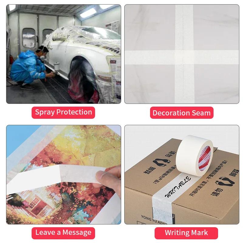 1pc 50M Masking Tape White 10mm Single Side Tape Adhesive Crepe Paper for Oil Painting Sketch Drawing Supplies Car Paintin