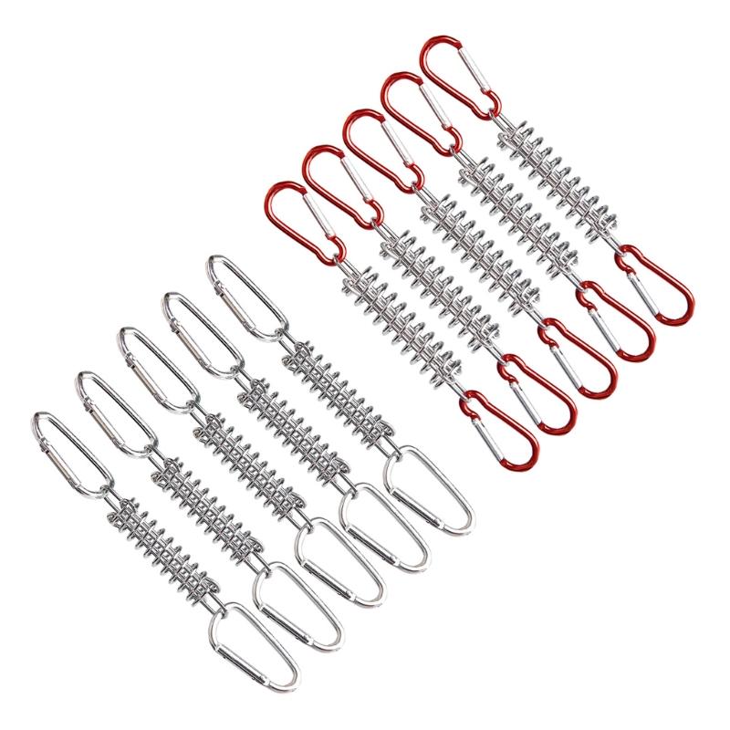 5 Stück Outdoor Camping Heringe Federzelt Schnalle Stahlzeltseil Spanner mit Karabinerhaken Seilversteller Spanner