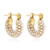 Fashion CZ Zircon Round Huggie Hoop Earrings for Women Geometric U Shape Ear Buckle Hoops Gold Plated Stainless Steel Jewelry