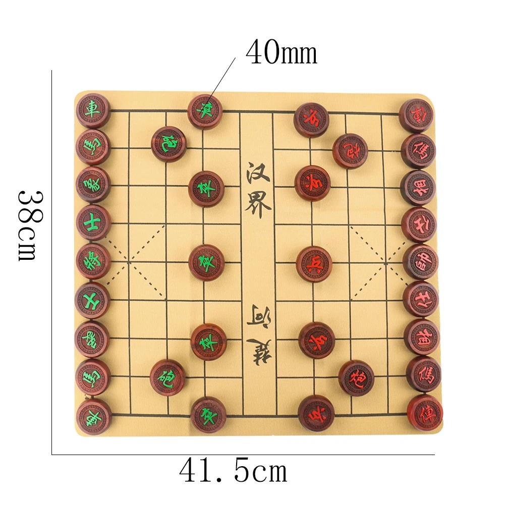 Xiangqi Kinesiskt Schack Brädspel Set Naturträ Spelpjäser Portabelt Rese Strategileksak För Barn Vuxna Familj Gåva