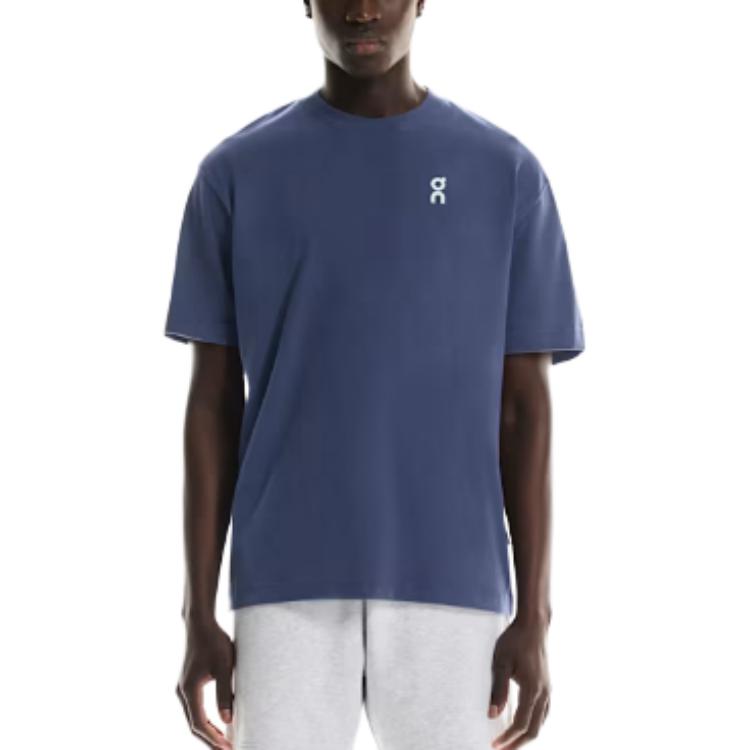 

Футболка мужская с логотипом, свободного кроя, с круглым вырезом, со спущенным плечом, с коротким рукавом, синяя 1ME10050584 L