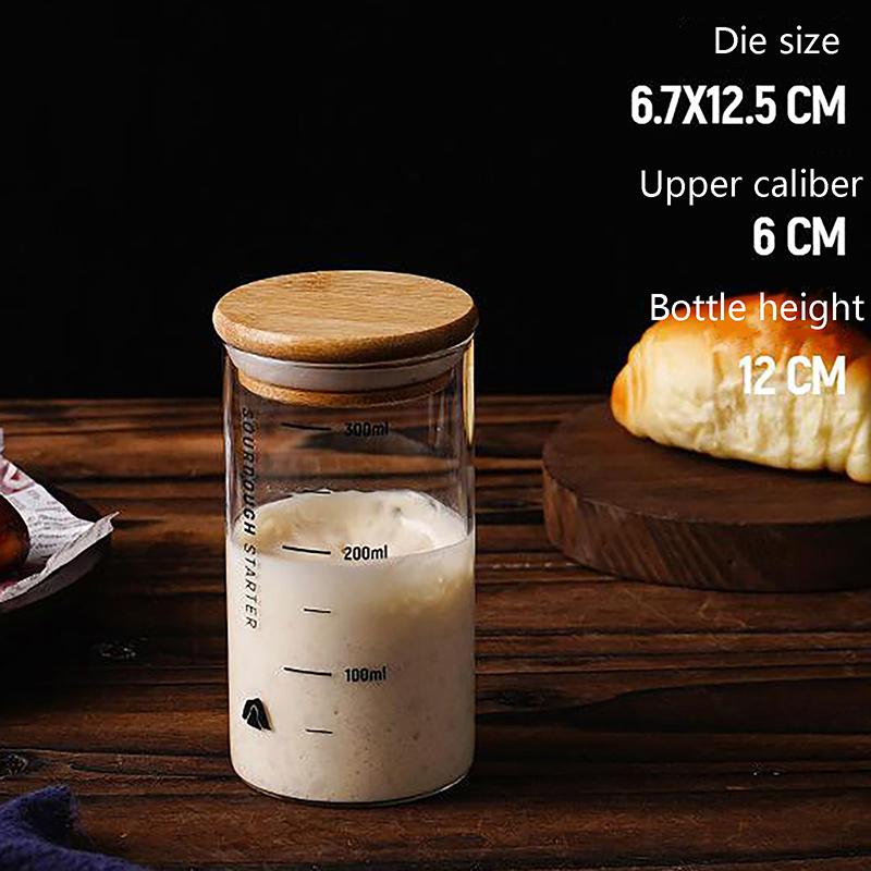 Borcan pentru maia 300/600/900ml Sticlă transparentă rezistentă la căldură Recipient pentru maia pentru copt Borcan pentru fermentație Depozitare alimente