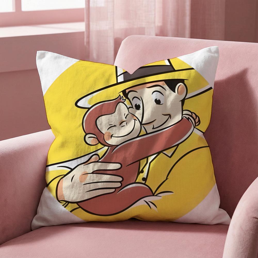 C-Curious George ZEICHENTRICK Kissenbezug Mehrzweck-Kissenbezug für Zuhause & Auto - Wendbar, Weich & Langlebig für den täglichen Gebrauch