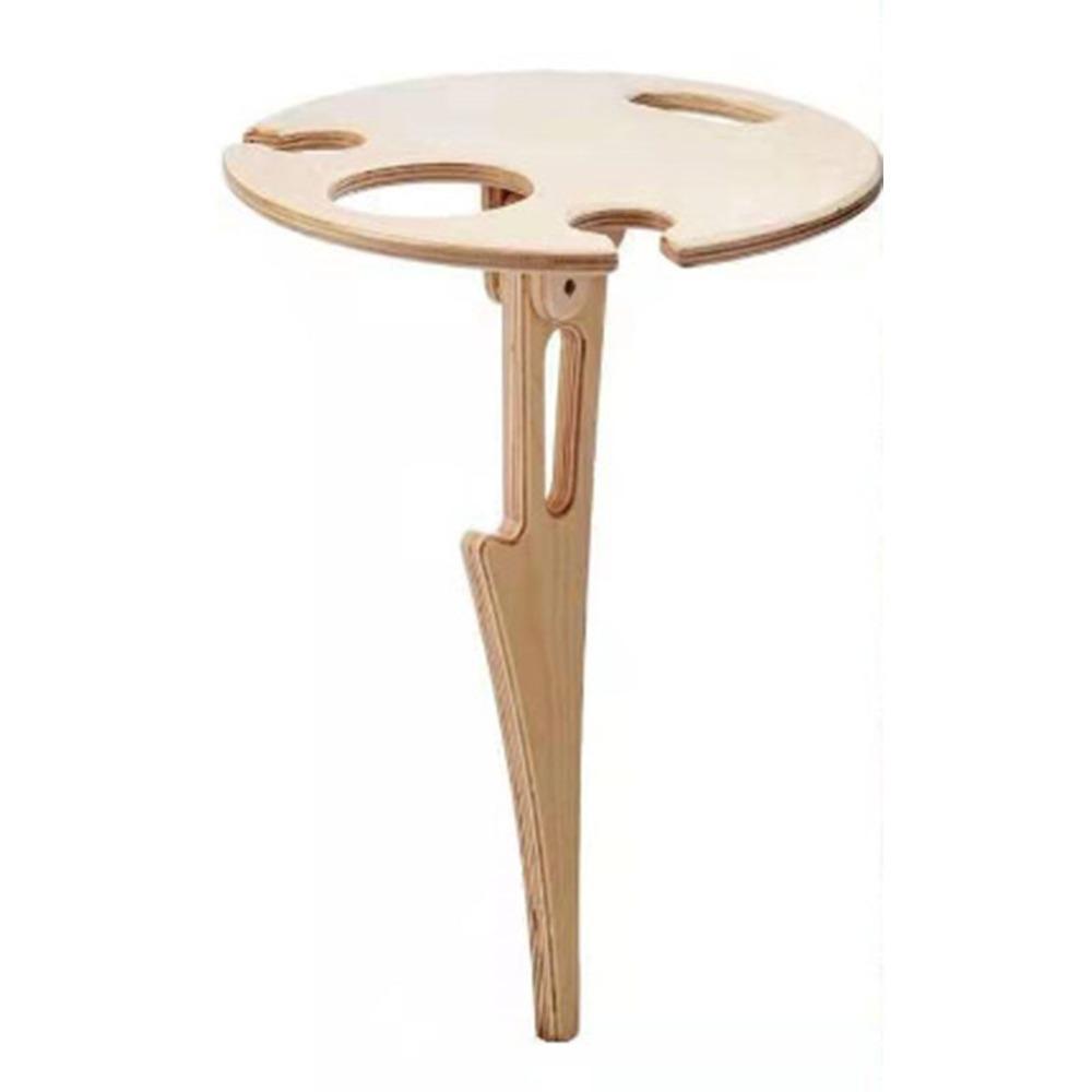 

Durable Wood Portable Wine Table Collapsible Round Foldable Wine Table Wine Bottle Holder Lawn Setting