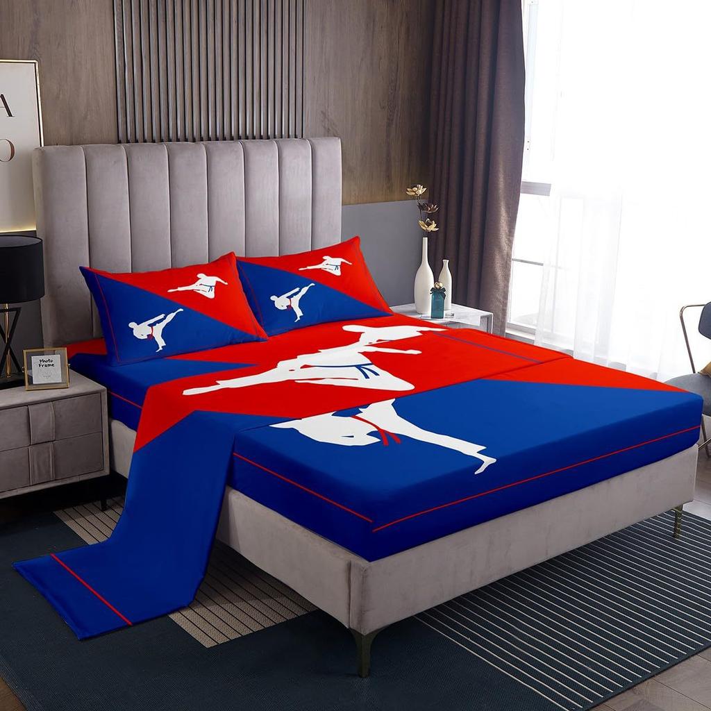 Gamepad Taekwondo Pattern Bed Hat Four-Piece Bedding Set Bedroom Dormitory Bedding Decoration