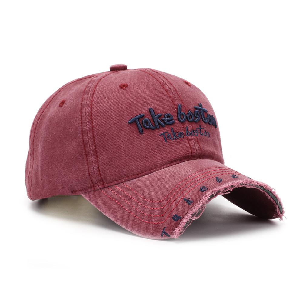 Cappello in Denim Lavato Retro Giapponese Ricamato con Lettere per Sport all'Aperto Uomo Viaggio Cappello da Sole Cappellino da Baseball Classico Versatile Comodo