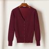 Korean V-Neck Knitted Cardigan: Women's Long Sleeve, Versatile Spring & Autumn Top.